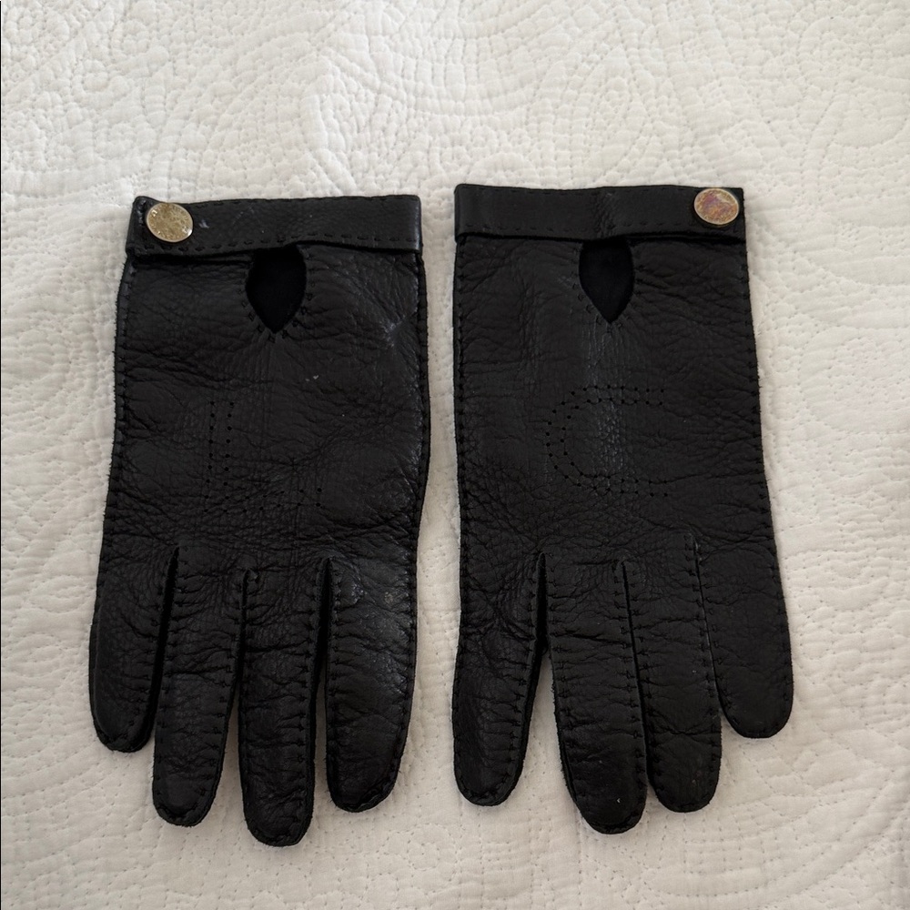 VINTAGE Les Copains Black Leather Gloves